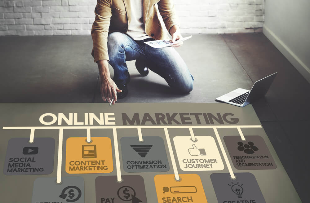 man-with-laptop-and-a-graph-on-ground-showing-how-online-marketing-works
